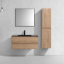 Тумба с раковиной Vincea Luka 1000 подвесная, 2 выкатных ящика soft-close, N.Oak, VMC-2L100NO+VCB-13100W