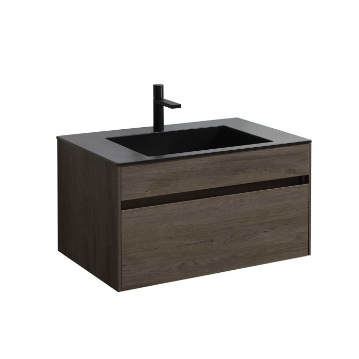 Тумба с раковиной Vincea Chiara 800 подвесная, 1 выкатной ящик soft-close, R.Oak, VMC-2C800RO+VCB-13800G