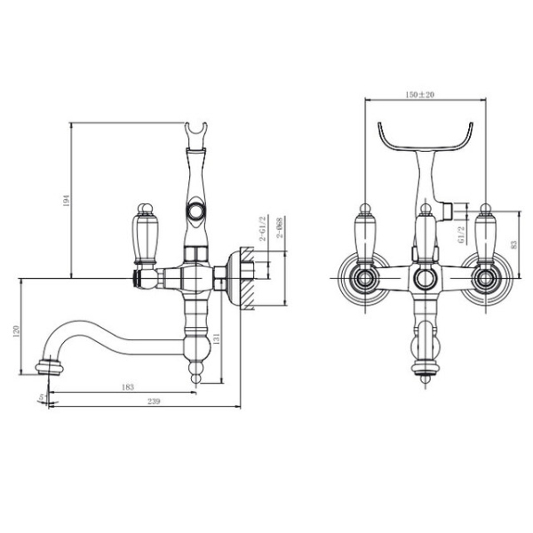 Смеситель для ванной с душ.комплектом, поворотный излив (бронза) Caprigo, 03-510-vot
