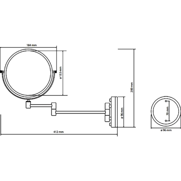 Косметическое зеркало без подсветки хром матовый ?133