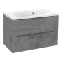 Тумба с раковиной Vincea Mia 800 подвесная, 2 выкатных ящика soft close, Beton, VMC-2MA800BT+VCB-3M800W
