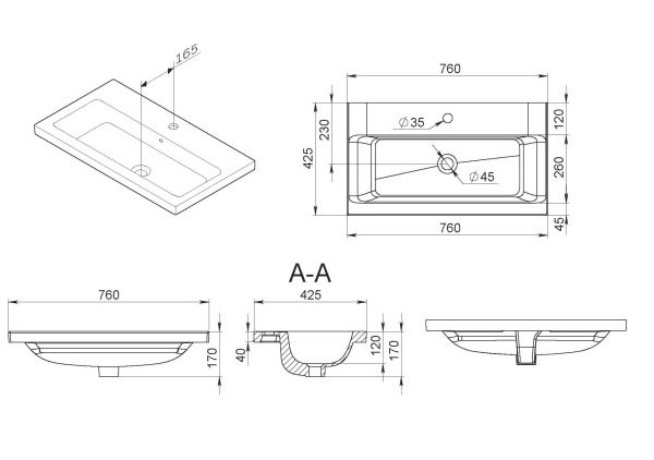 Раковина мебельная AM.PM Gem, M90WCC0752WG