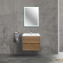 Тумба с раковиной Vincea Gio 600 подвесная, 2 выкатных ящика soft-close, T.Oak, VMC-2G600TO+VBS-13960MB