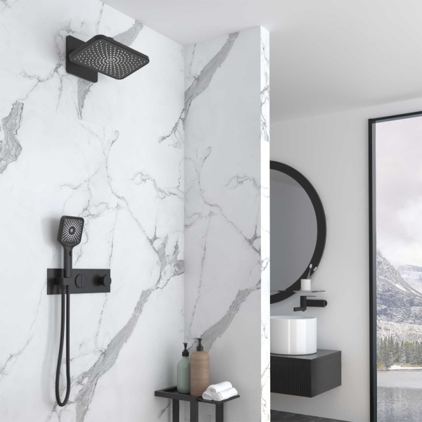 Душевой комплект Vincea VSFW-422TI4MB встраиваемый, термостатический, двухрежимный, черный