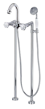 APHRODITE-VDP-03/24-O Напольный смеситель для ванны с ручным душем, исполнение  золото, ручки Куб