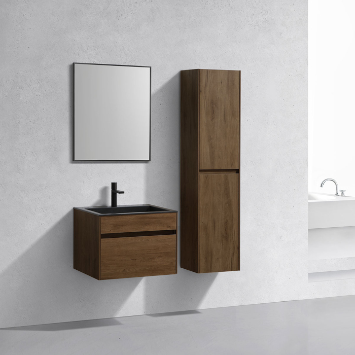 Тумба с раковиной Vincea Chiara 600 подвесная, 1 выкатной ящик soft-close, T.Oak, VMC-2C600TO+VCB-13600G