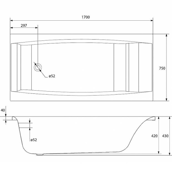 Ванна Cersanit прямоугольная VIRGO 170x75 Ванна Cersanit прямоугольная VIRGO 170x75