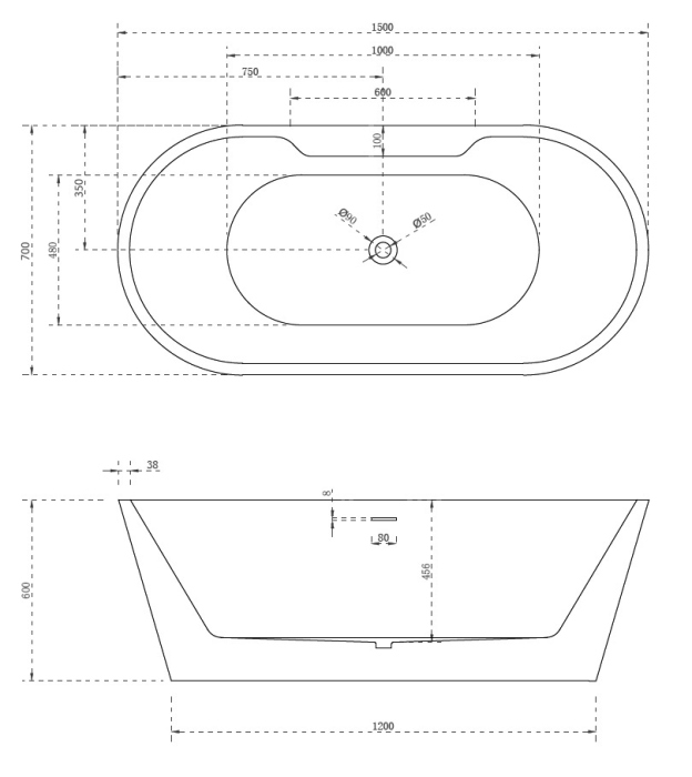 Акриловая ванна ABBER AB9299-1.5 белая
