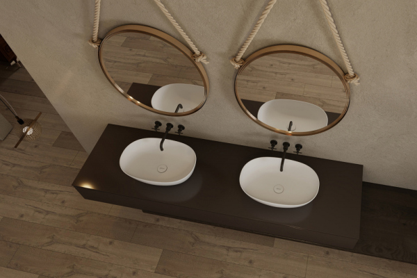 Раковина накладная ABBER Stein AS2636 белая матовая