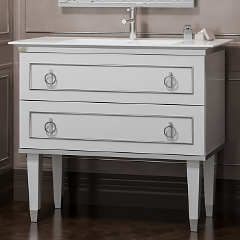 Тумба Порто 100, цвет белый/хром