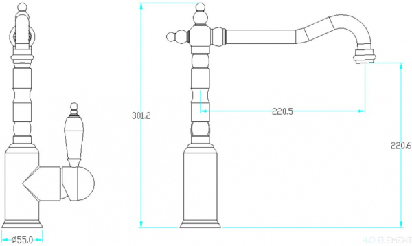 Смеситель Boheme Tradizionale Oro 102 для кухонной мойки