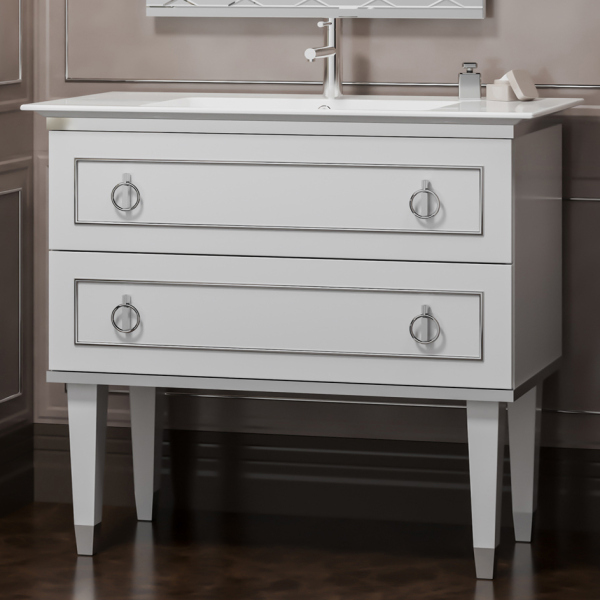 Тумба Порто 100, цвет белый/хром