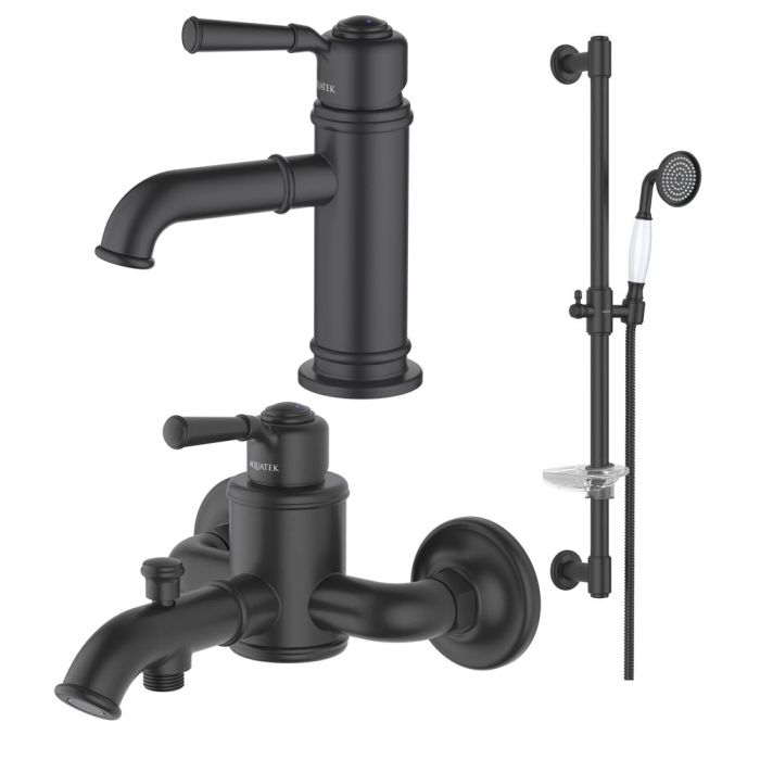 Комплект смесителей Aquatek Классик AQ1530MB Черный матовый