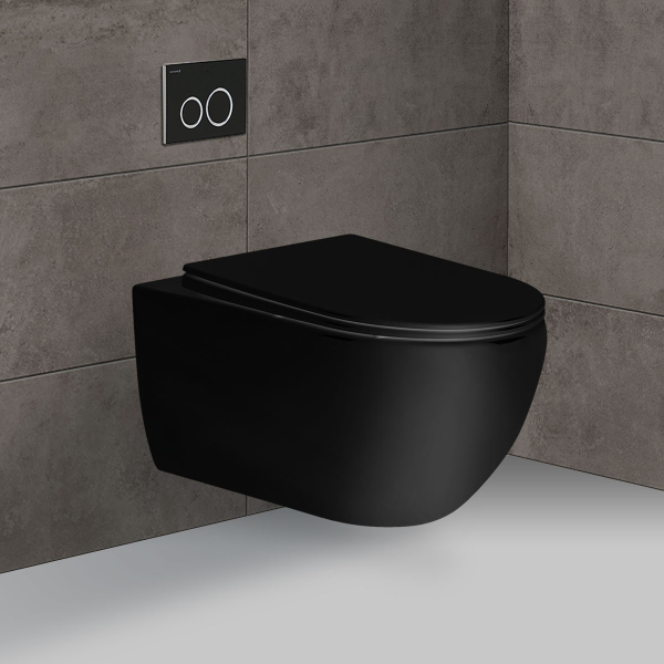 Унитаз подвесной Vincea Evo VT1-34MB безободковый, цвет матовый черный, soft-close сиденье