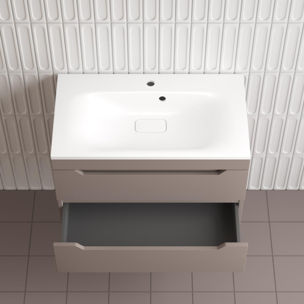 Тумба без раковины подвесная "Остин" 80 2 ящ тауп темный эмаль PLUS, ЛС-00002406