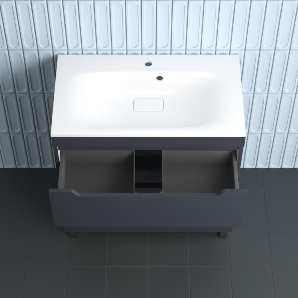 Тумба без раковины напольная "Остин" 80 2 ящ графит эмаль PLUS, ЛС-00002396