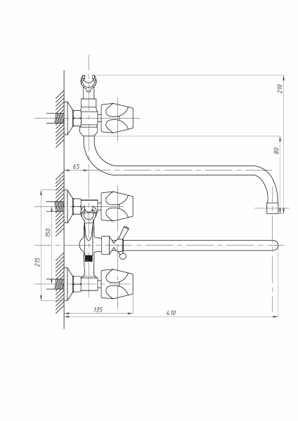 Смеситель для ванны с душем FAUZT FZs-428-63 тип См-ВУДРНШлА
