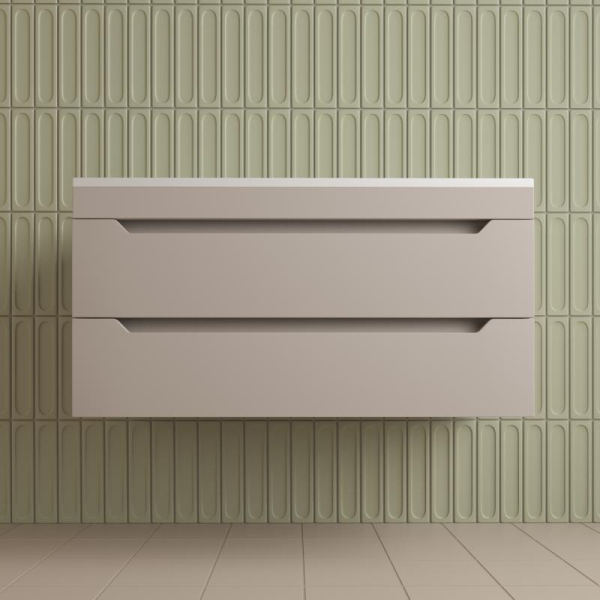 Тумба без раковины подвесная "Остин" 100 2 ящ крем эмаль PLUS, ЛС-00002409