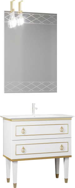 Тумба с раковиной Smile Порто 80 белая, золото