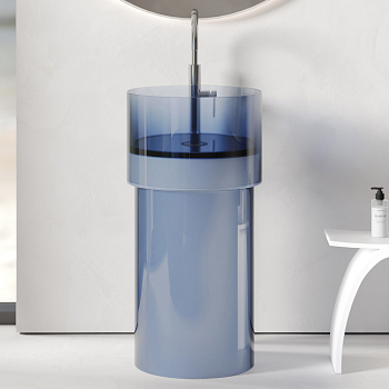 Раковина отдельностоящая прозрачная ABBER Kristall AT2701Saphir синяя