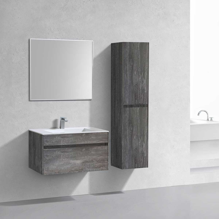 Тумба с раковиной Vincea Chiara 800 подвесная, 1 выкатной ящик soft-close, G.Stone, VMC-2C800GS+VCB-13800W