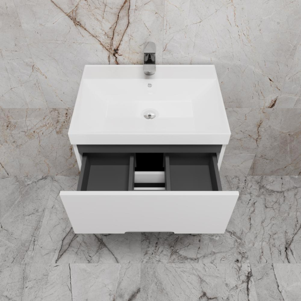 Тумба без раковины напольная "Матис 70" 70 (2 ящика), Белый матовый, ЭМАЛЬ, ЛС-00002442