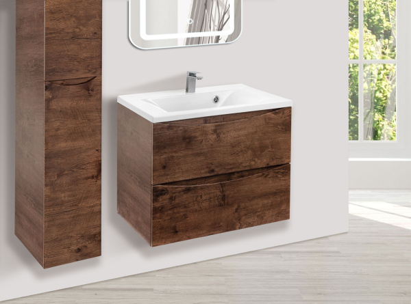 Тумба без раковины Vincea Mia 650 подвесная, 2 выкатных ящика soft close, R.Wood, VMC-2MA650RW