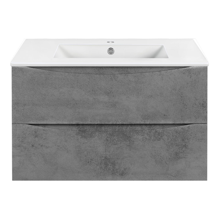 Тумба с раковиной Vincea Mia 800 подвесная, 2 выкатных ящика soft close, Beton, VMC-2MC800BT+VBS-13980MA
