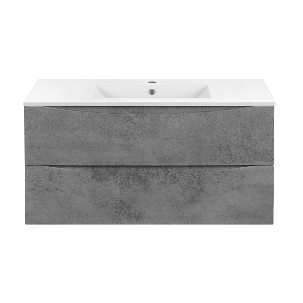 Тумба с раковиной Vincea Mia 1000 подвесная, 2 выкатных ящика soft close, Beton, VMC-2MC100BT+VBS-13100MB