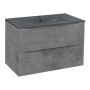 Тумба с раковиной Vincea Mia 800 подвесная, 2 выкатных ящика soft close, Beton, VMC-2MC800BT+VBS-13980MA