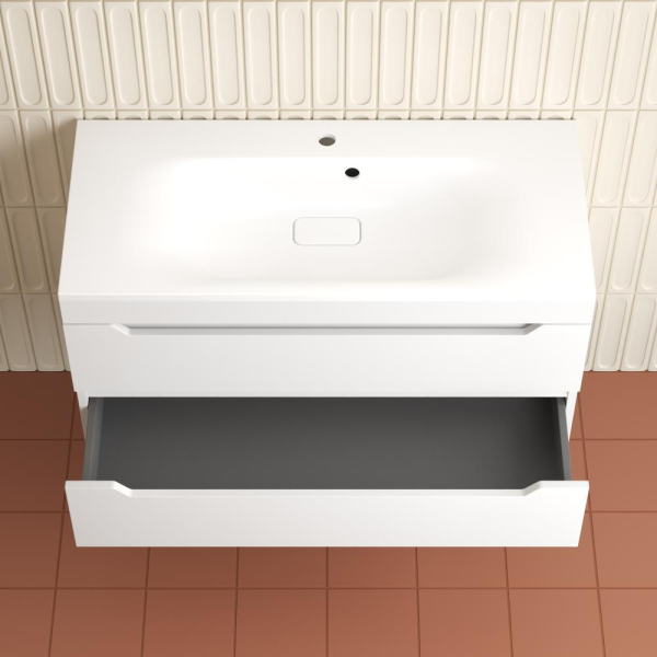 Тумба без раковины подвесная "Остин" 100 2 ящ белый эмаль PLUS, ЛС-00002407