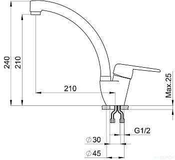 Смеситель для кухонной мойки Granula, GR-2024 брют