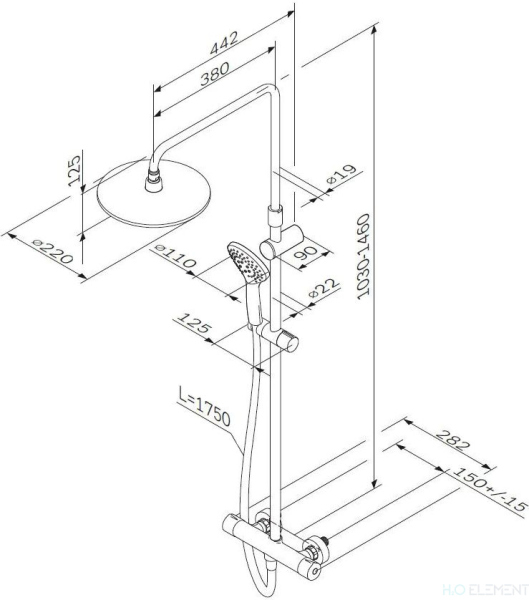 Душевая стойка AM.PM Gem F0790420