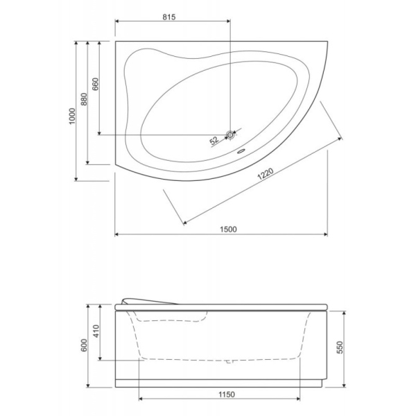 Акриловая ванна Cezares Tebe 150х100 TEBE-150-100-41-L левосторонняя
