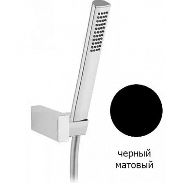 CZR-DEFA1-NOP Ручной душ с гибким шлангом PVC 150 см, штуцером и держателем,  цвет черный матовый CZR-DEFA1-NOP Ручной душ с гибким шлангом PVC 150 см, штуцером и держателем,  цвет черный матовый