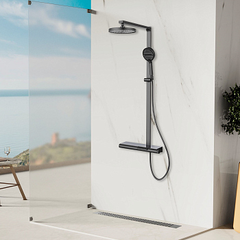 Душевая стойка Vincea Aspire VSFS-4AS1GM с изливом, вороненая сталь