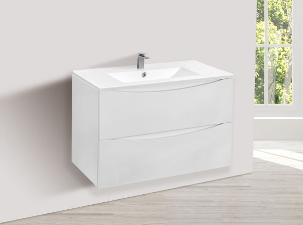 Тумба с раковиной Vincea Mia 800 подвесная, 2 выкатных ящика soft close, G.White, VMC-2MC800GW+VBS-13980 Тумба с раковиной Vincea Mia 800 подвесная, 2 выкатных ящика soft close, G.White, VMC-2MC800GW+VBS-13980