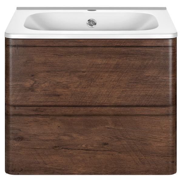 Тумба с раковиной Vincea Vico 600 подвесная, 2 выкатных ящика soft close, R.Wood, VMC-2V600RW+VCB-2VP600B