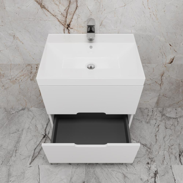 Тумба без раковины подвесная "Матис 60" 60 (2 ящика), Белый матовый, ЭМАЛЬ, ЛС-00002444