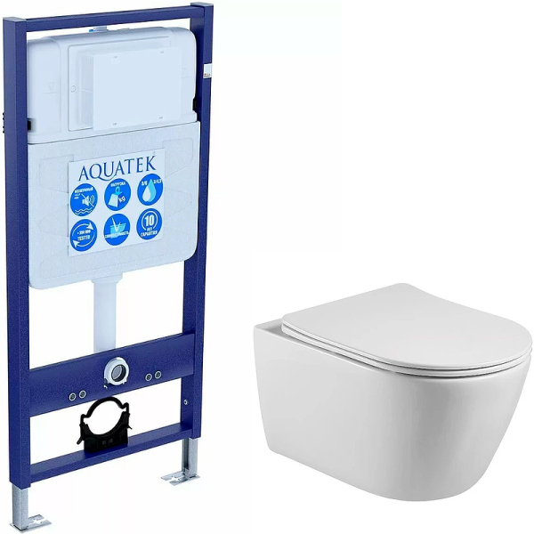Комплект унитаза с инсталляцией Aquatek Set Aquatek Бетта с сиденьем Микролифт Комплект унитаза с инсталляцией Aquatek Set Aquatek Бетта с сиденьем Микролифт