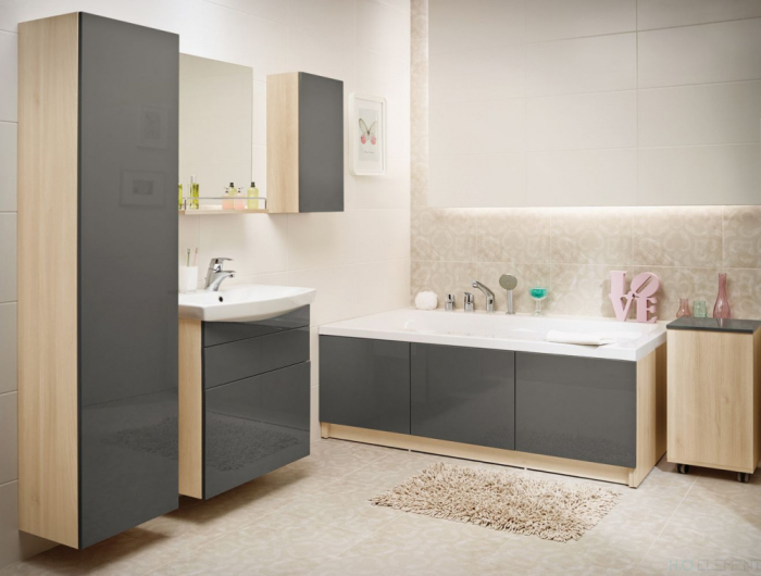 Шкаф Cersanit Smart 35 ясень, серый