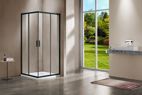 Душевой уголок Vincea Garda VSS-1G8010CLB, 1000*800, черный, стекло прозрачное