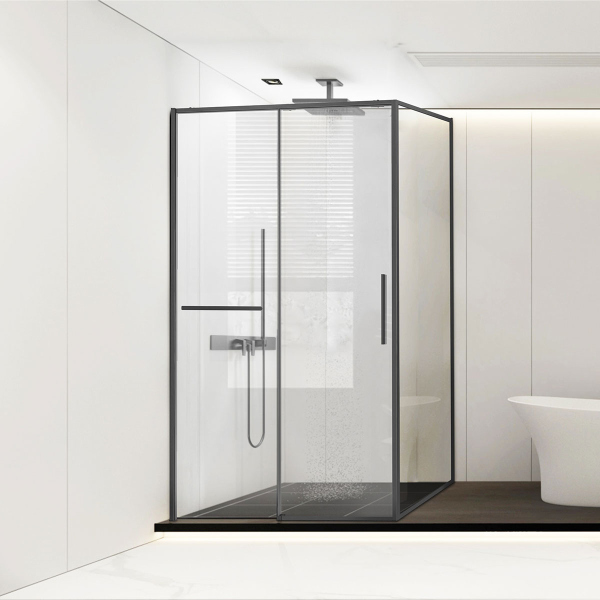 Душевой уголок Vincea Slim Soft VSR-1SS9014CLGM, 1400*900, вороненая сталь, стекло прозрачное