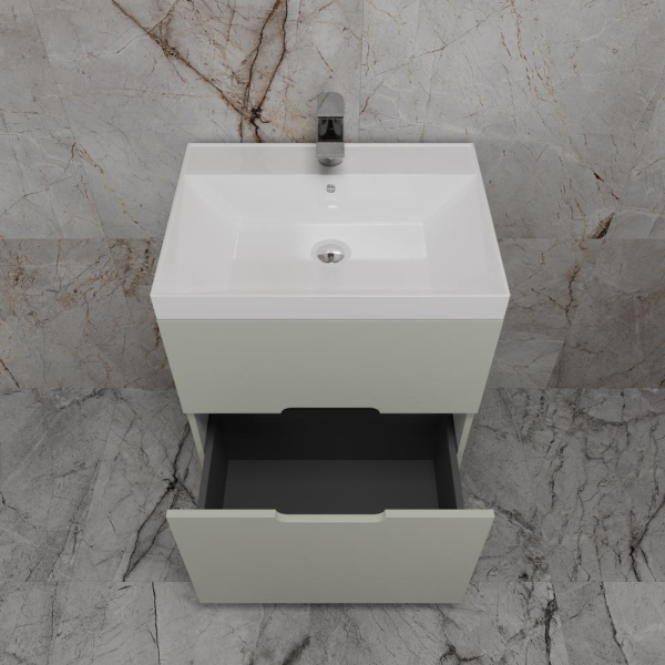 Тумба без раковины напольная "Матис 60" 60 (2 ящика), ОЛИВА, ЭМАЛЬ, ЛС-00002432