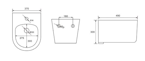 Биде подвесное AQUATEK МИЯ AQ1004-MB, 490*370*300 мм, цвет черный матовый