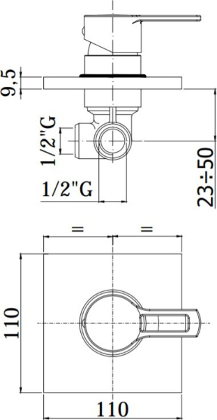Смеситель Paffoni Ringo RIN010NO/M С ВНУТРЕННЕЙ ЧАСТЬЮ, для душа