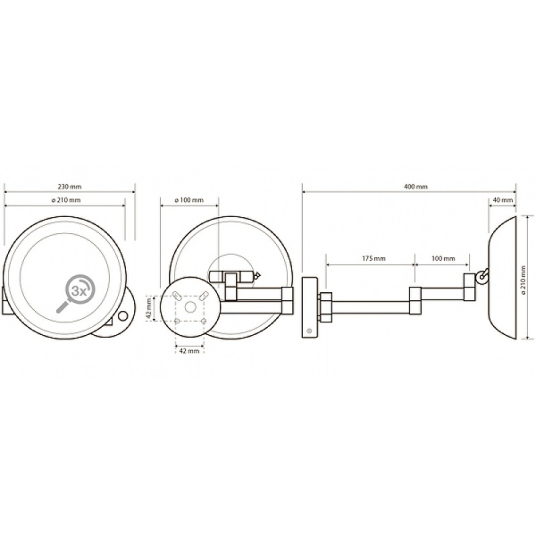 Косметическое зеркало с подсветкой , круглое