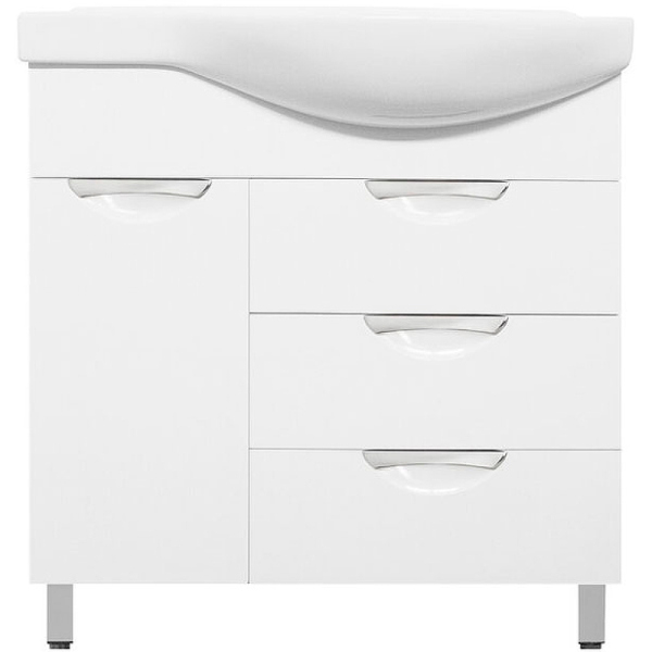 Тумба для комплекта Style Line Жасмин 82 L белая, с бельевой корзиной