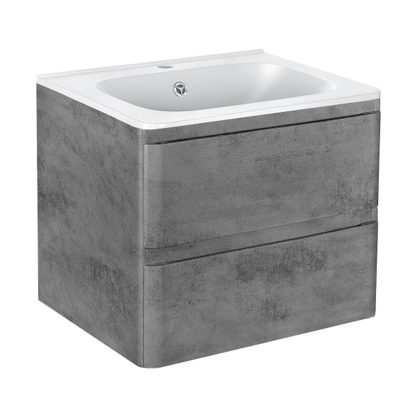 Тумба с раковиной Vincea Vico 600 подвесная, 2 выкатных ящика soft close, Beton, VMC-2V600BT+VCB-2VP600W Тумба с раковиной Vincea Vico 600 подвесная, 2 выкатных ящика soft close, Beton, VMC-2V600BT+VCB-2VP600W