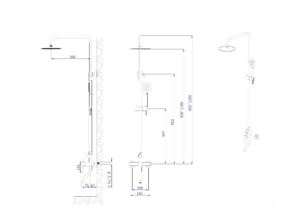 Душевая система с изливом RUSH Santiago (SUS1116-40Black)